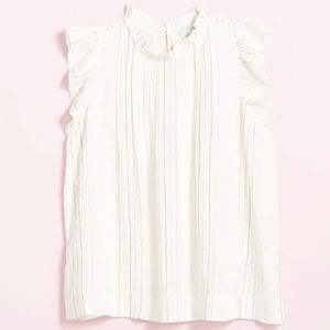 LOFT Shimmer Stripe Pintucked Flutter Tank Top Size Small